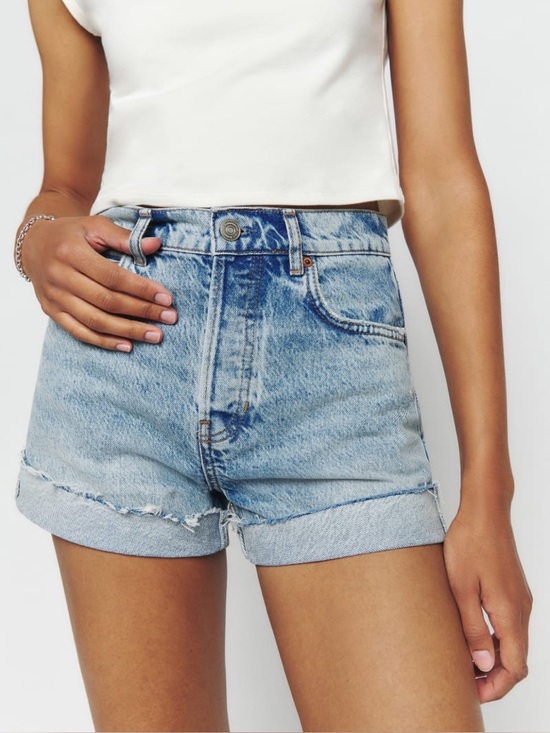 Reformation Pants - Reformation Charlene Cuffed High Rise Jean Shorts Sloane Wash Women’s 29